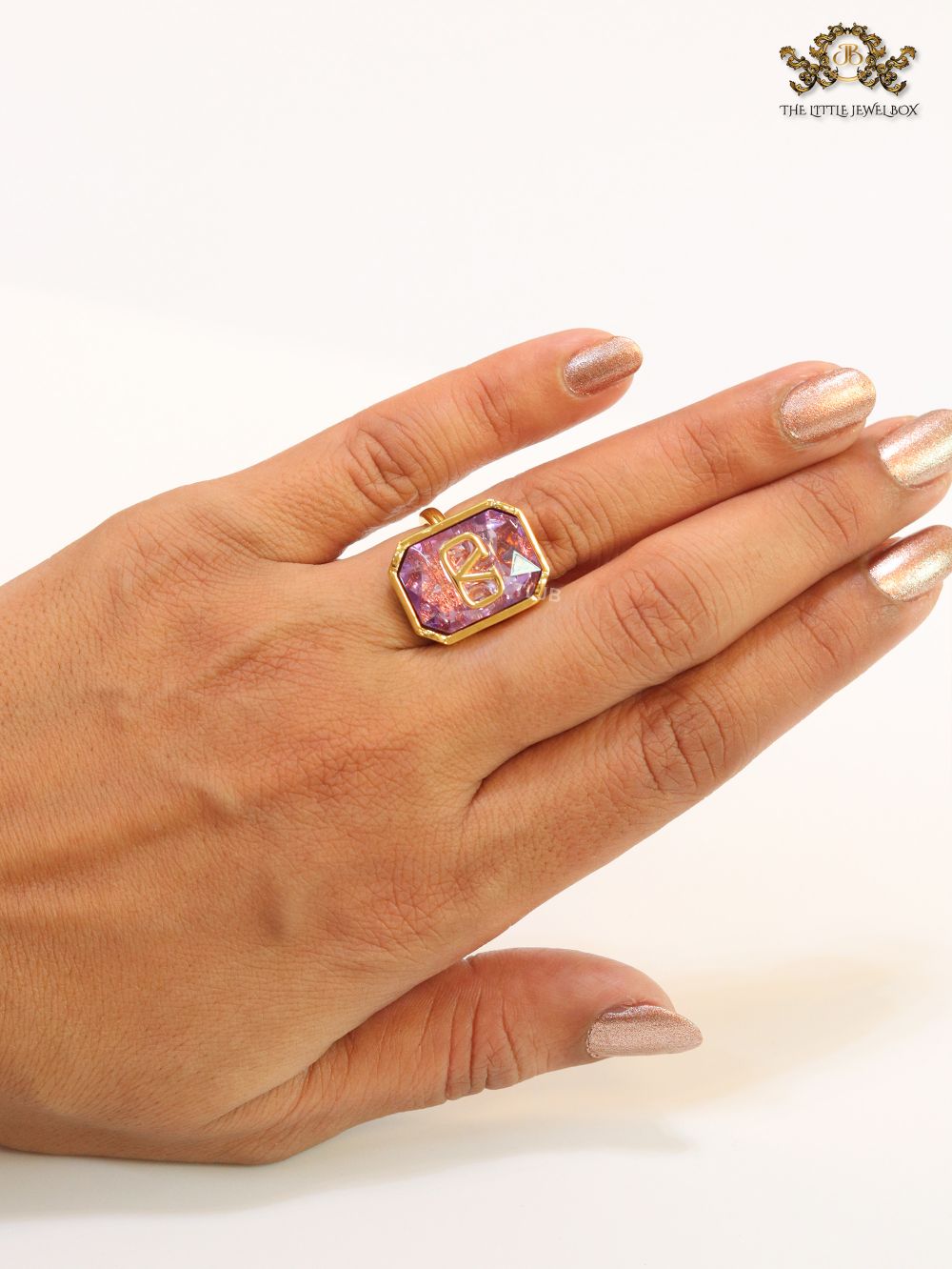 Open V purple stone ring