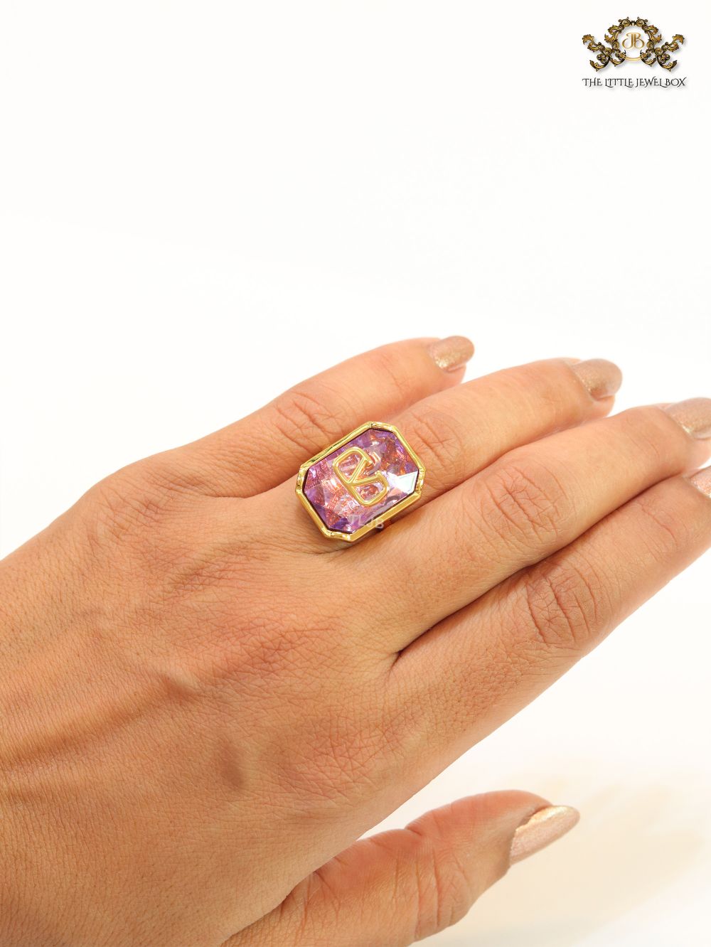 Open V purple stone ring
