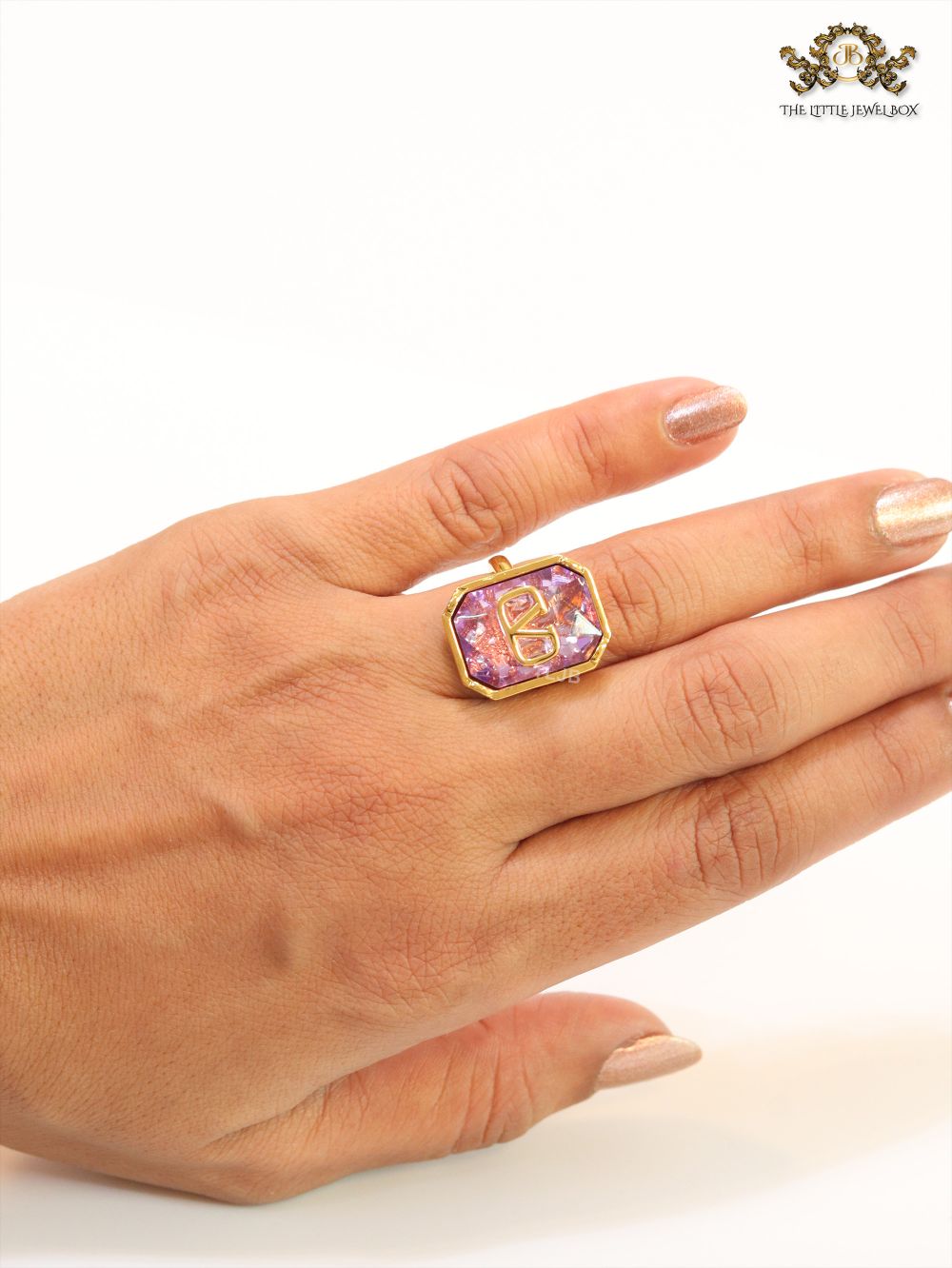 Open V purple stone ring