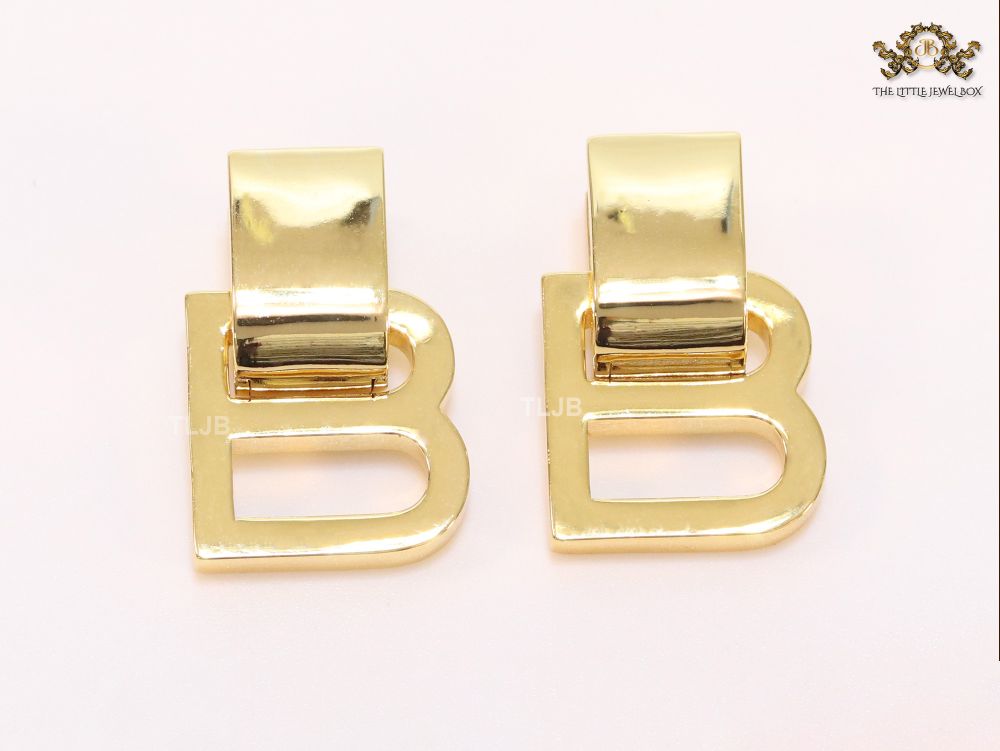 Alphabet B gold earrings