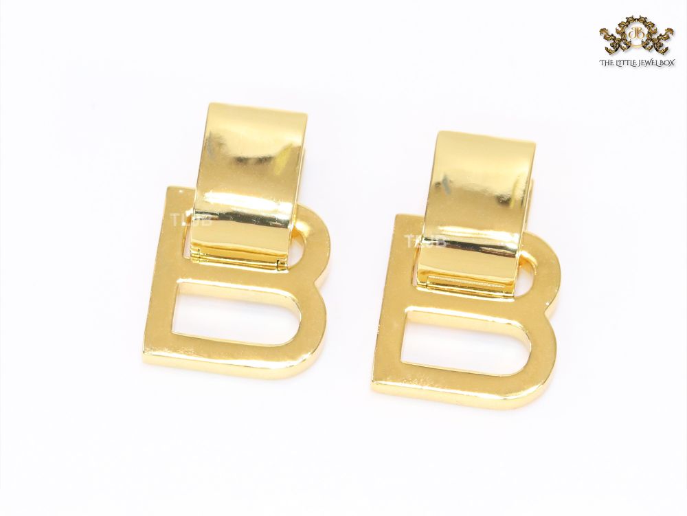 Alphabet B gold earrings