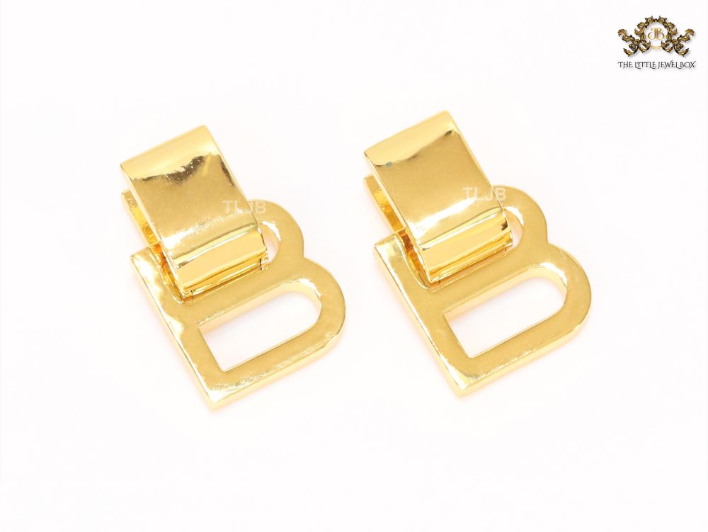 Alphabet B gold earrings