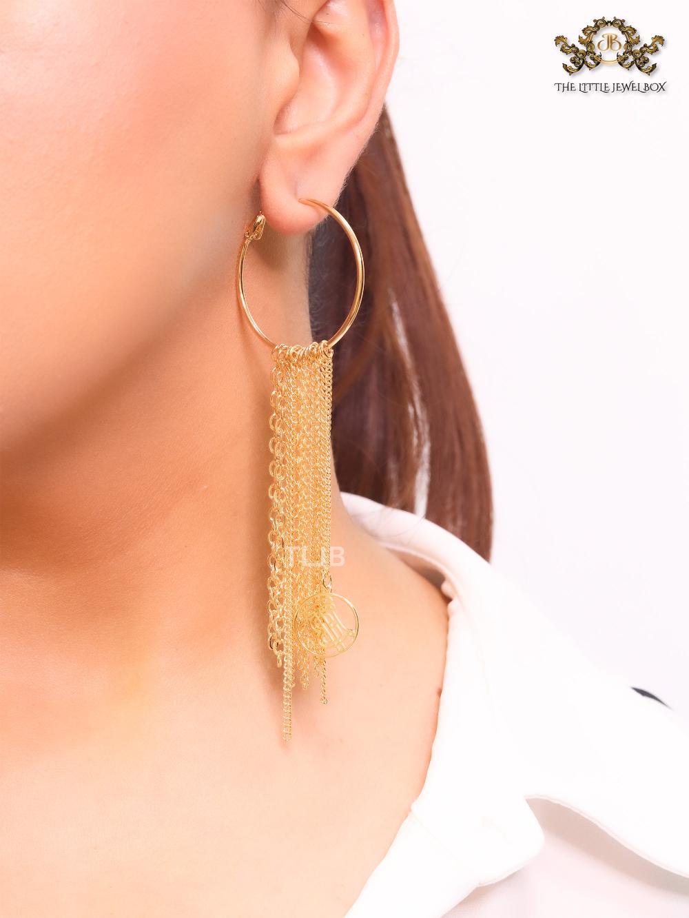 Alphabet B gold and tassel dangles