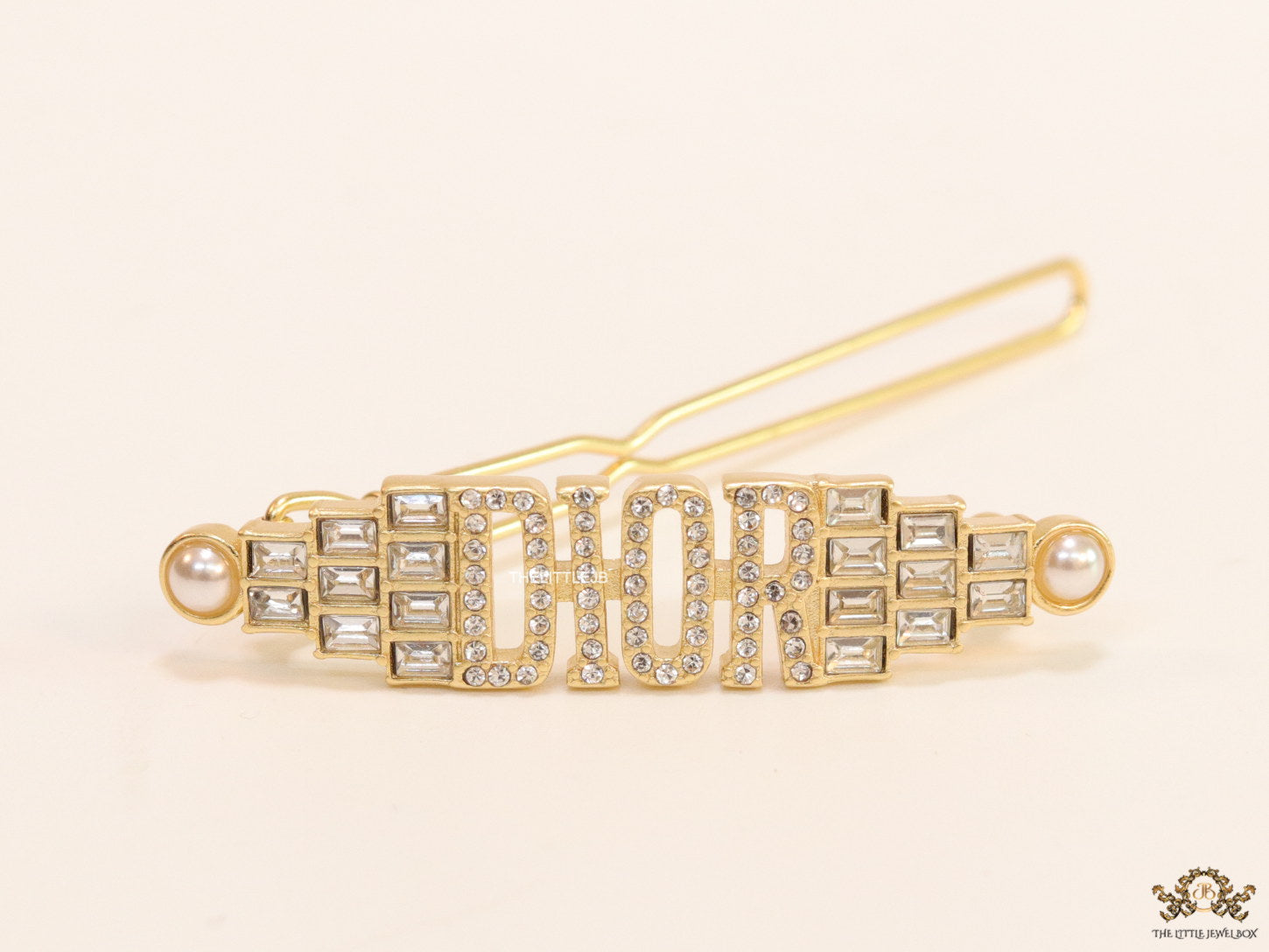 Gold-Plated Hair Pin with Silver crystals and studs