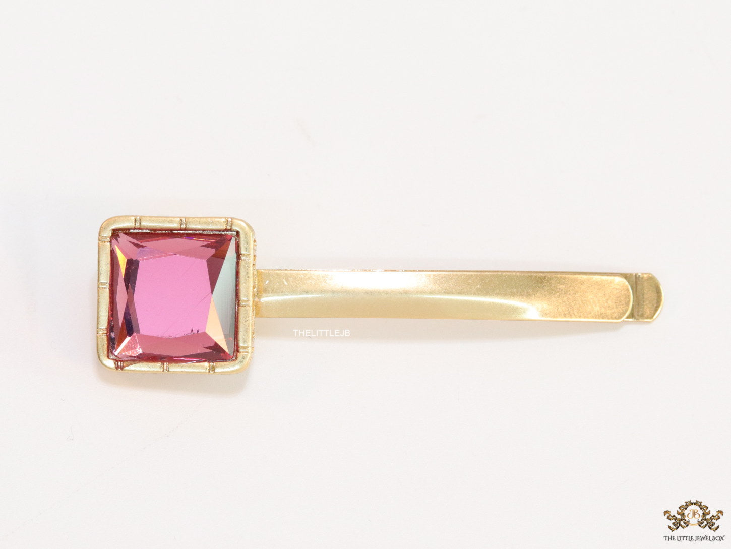 Gold-Plated Hair Pin with Ruby Pink Stone