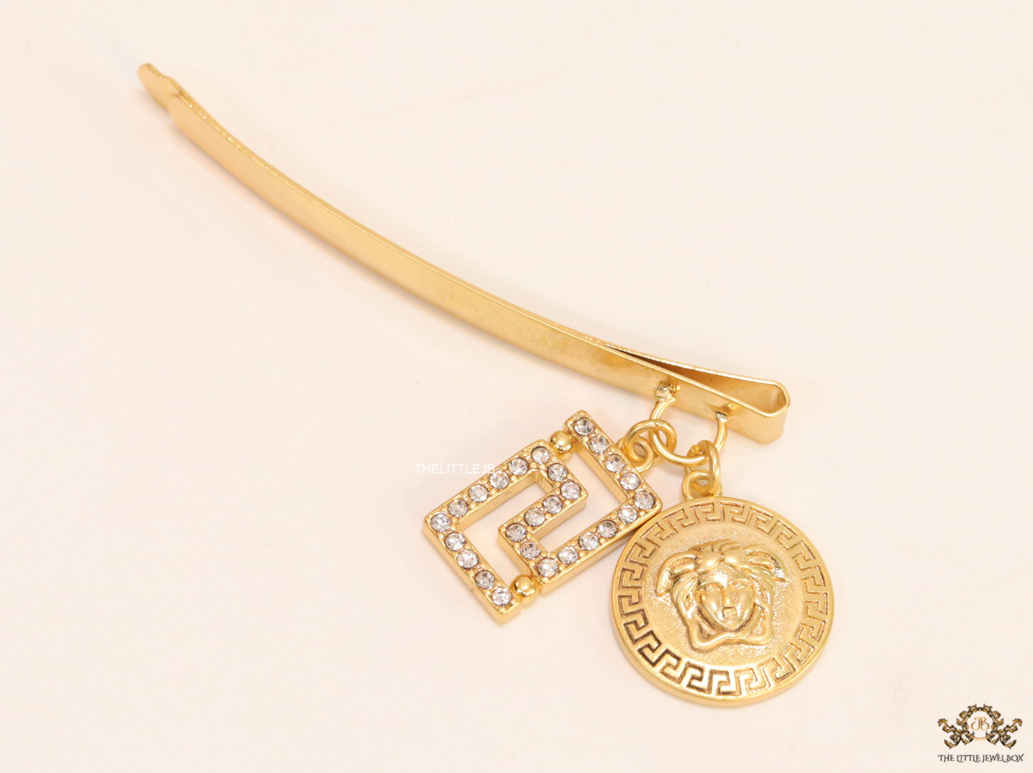 Gold-Plated Hair Pin with Double Charms