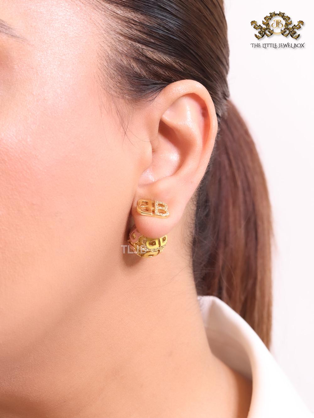 Alphabet B small mesh ball studs