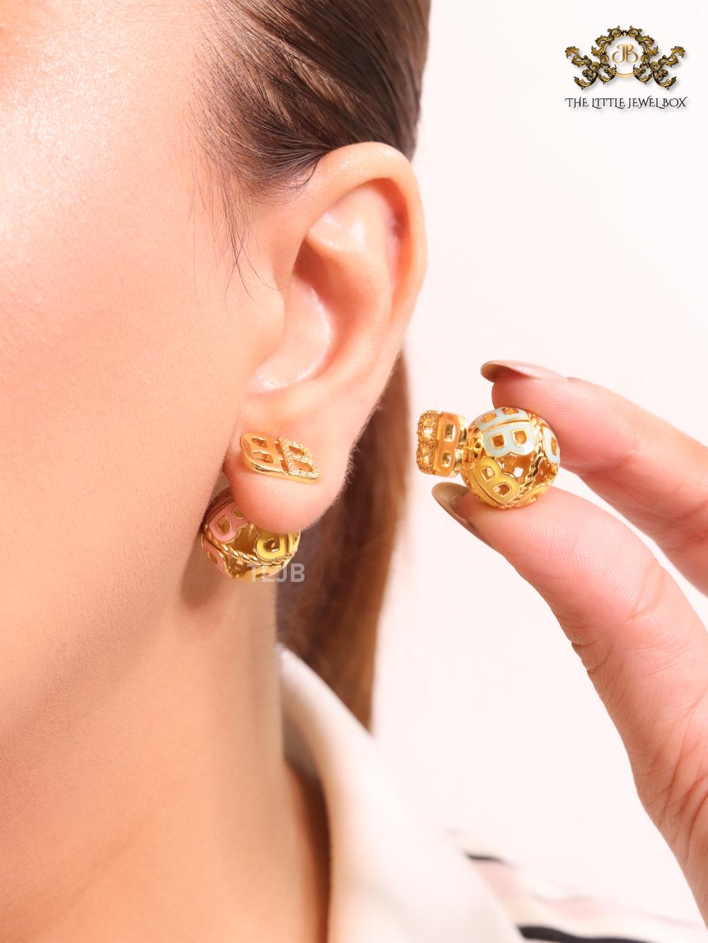 Alphabet B small mesh ball studs