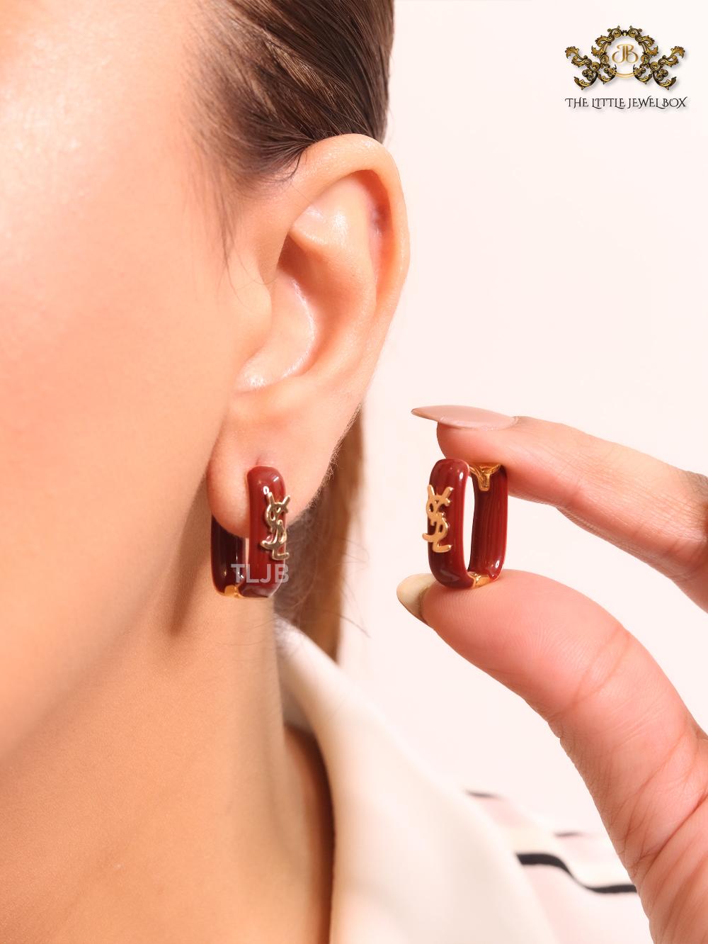 Alphabet Y blood red enamel hoops