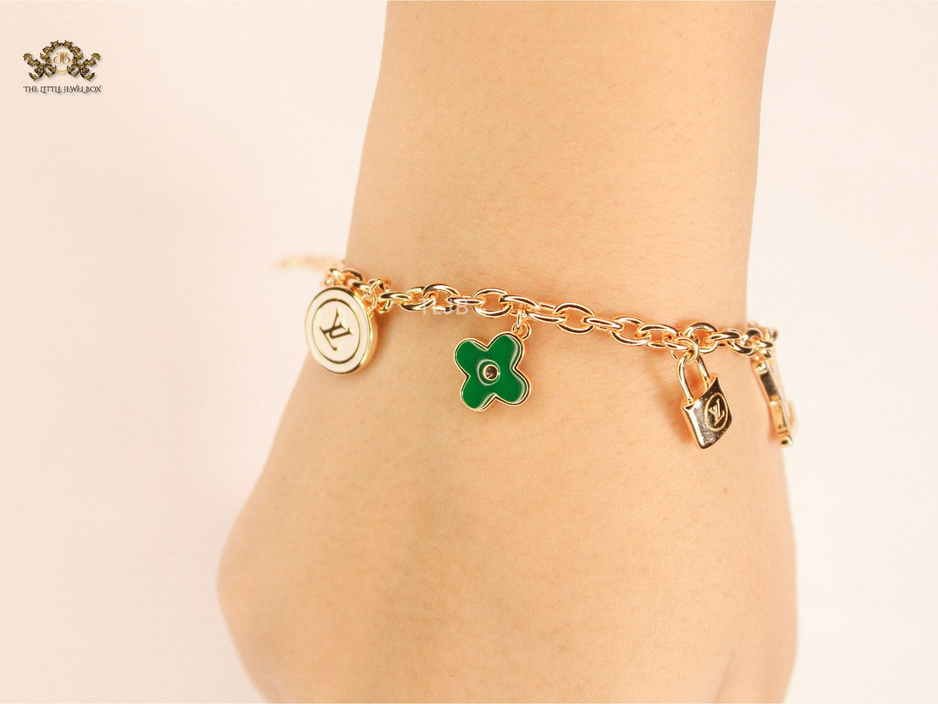 Alphabet LV colourful charm Rose Gold bracelet