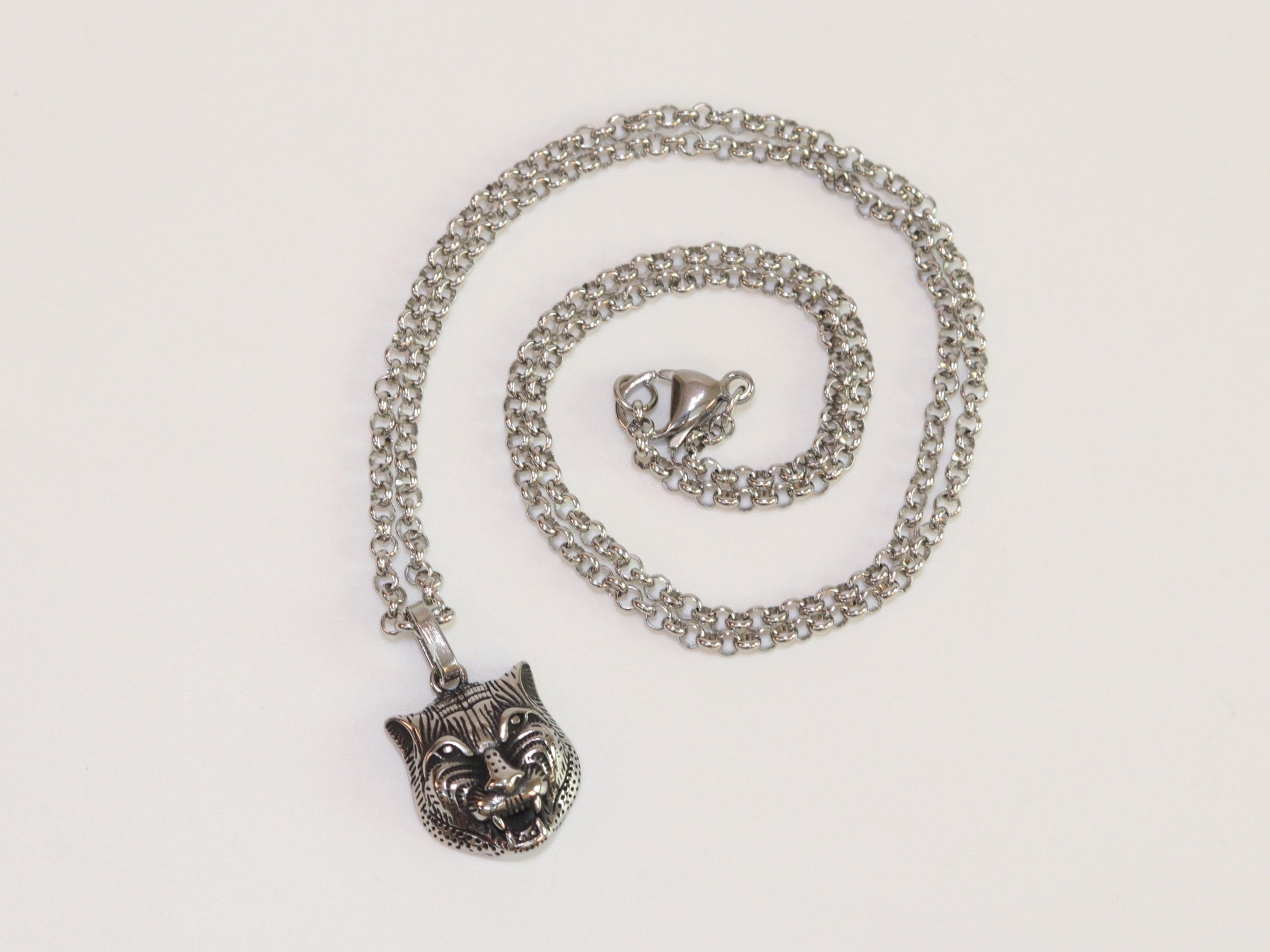 Oxidised silver panther pendant