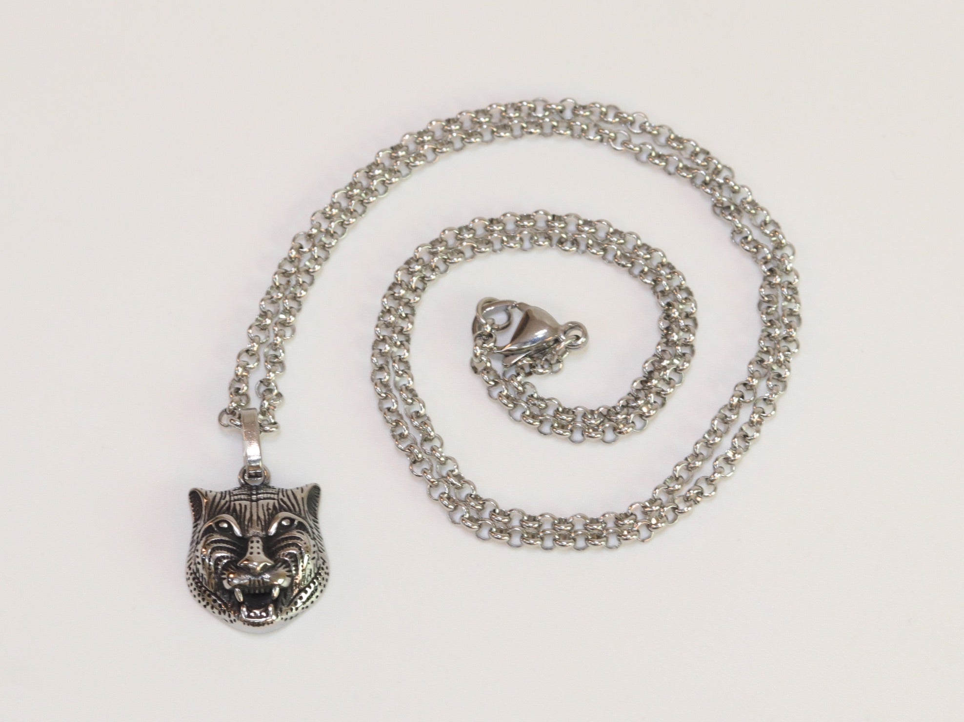 Oxidised silver panther pendant