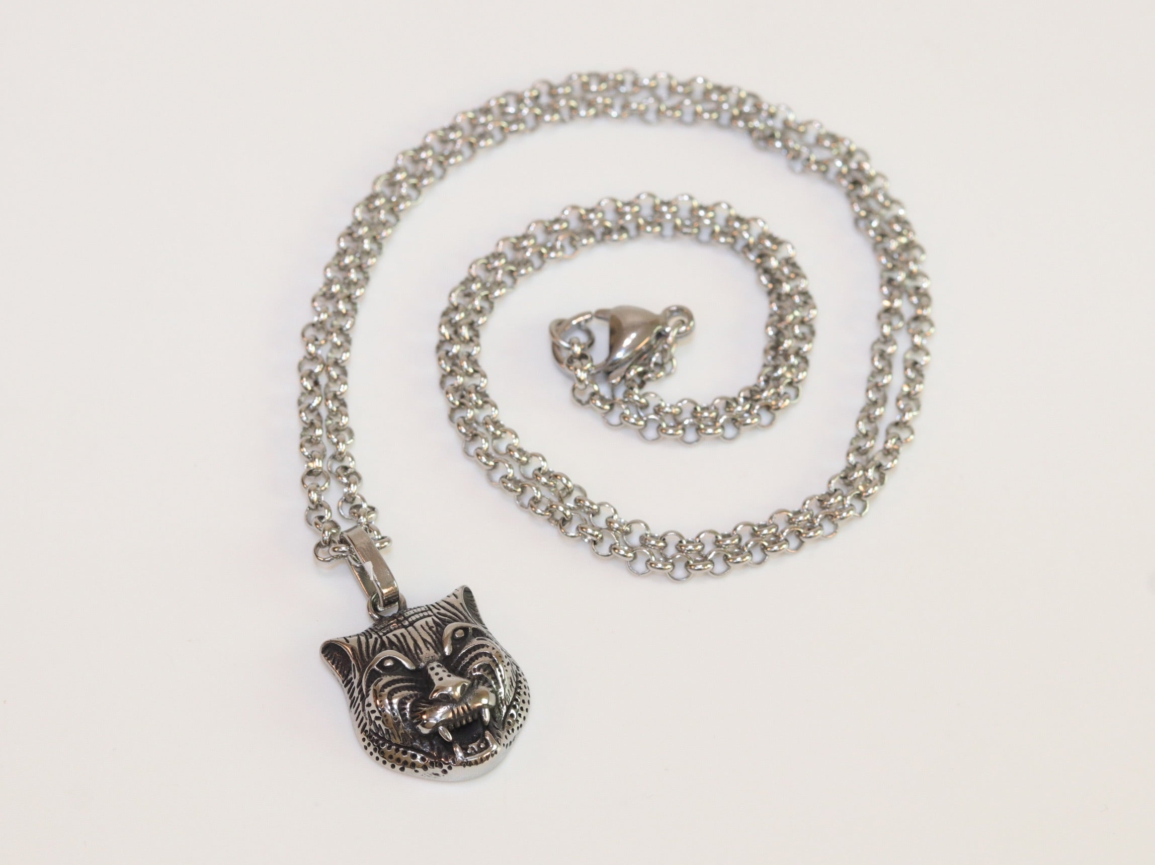 Oxidised silver panther pendant