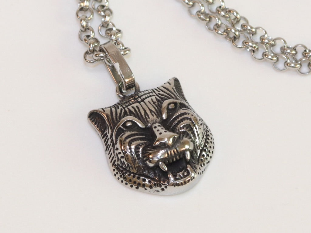 Oxidised silver panther pendant