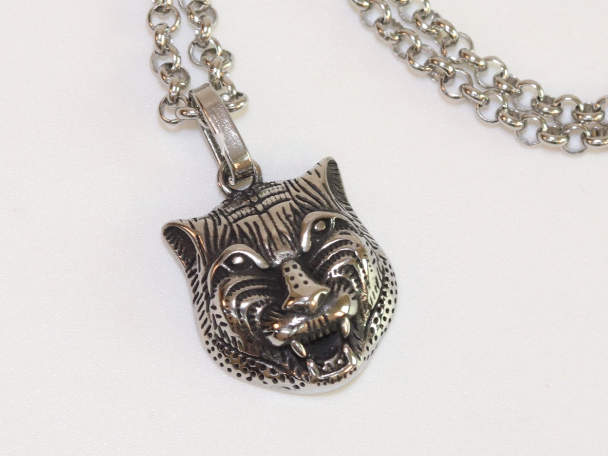 Oxidised silver panther pendant