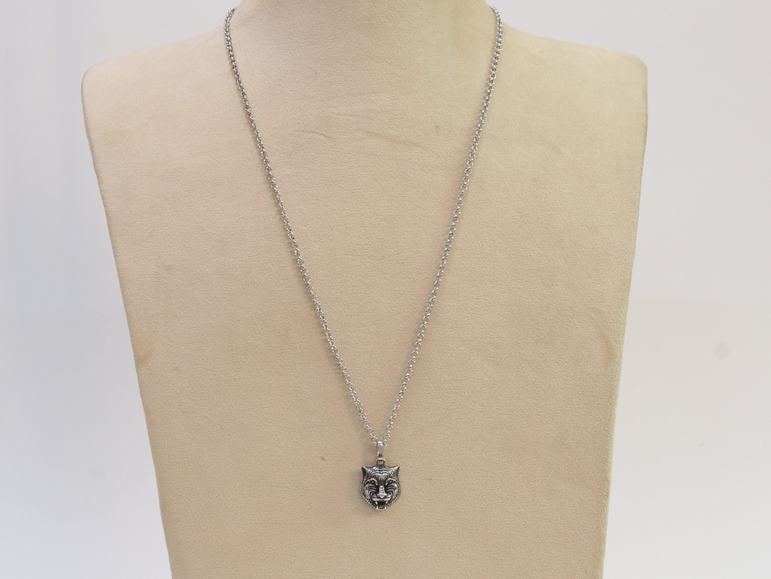 Oxidised silver panther pendant