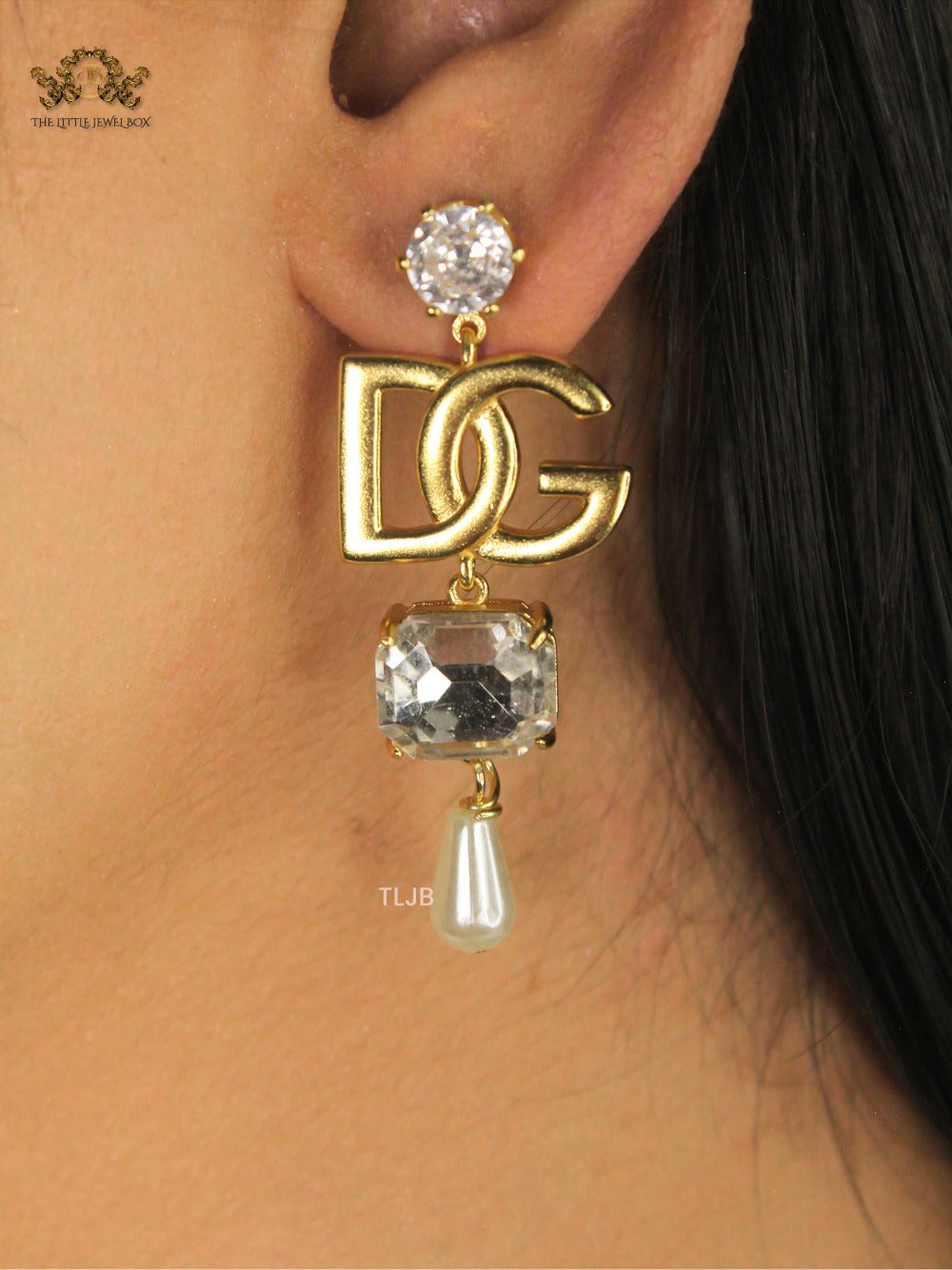 alphabet D and G Pearl Luxe Drop earrings