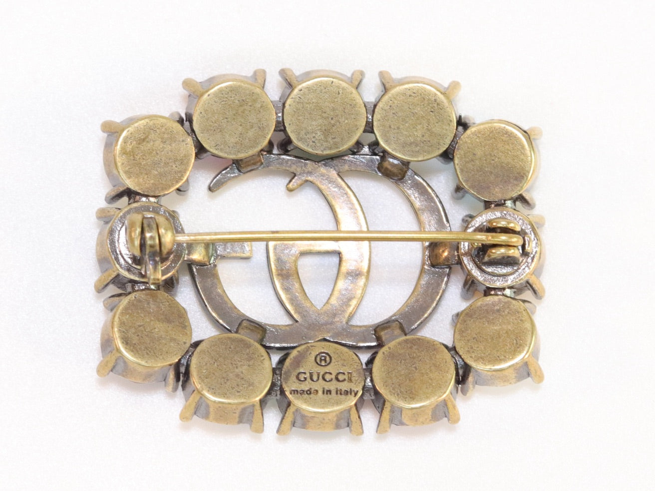 Double G gold & multicolour brooch