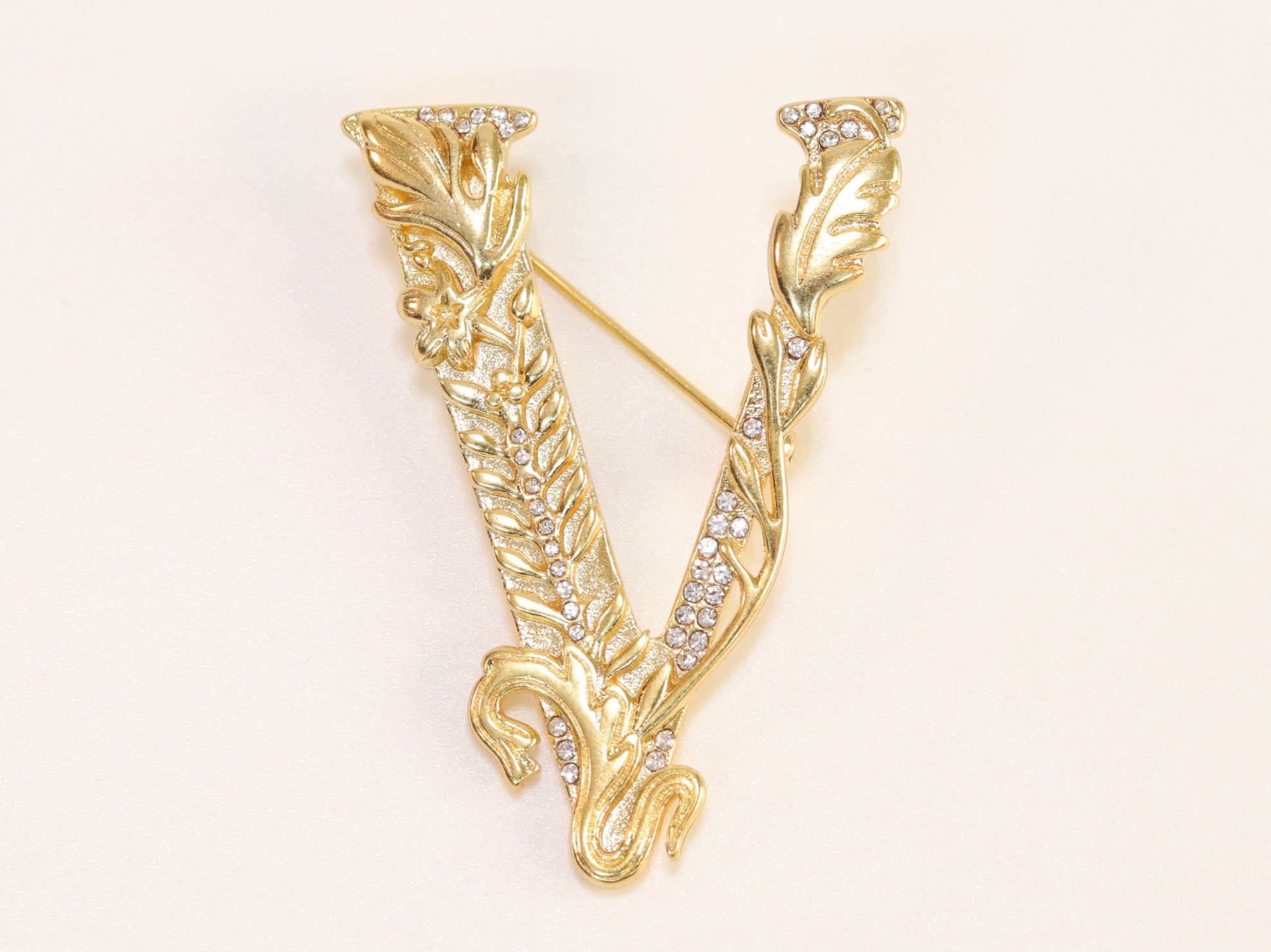 Alphabet V brooch