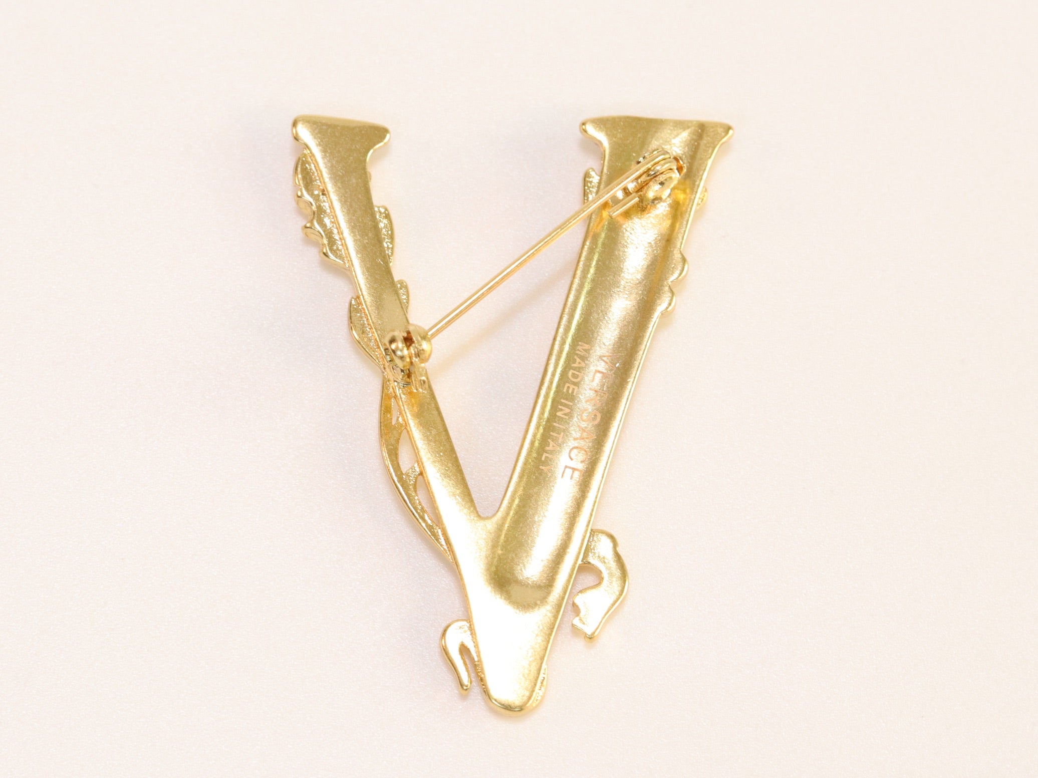 Alphabet V brooch