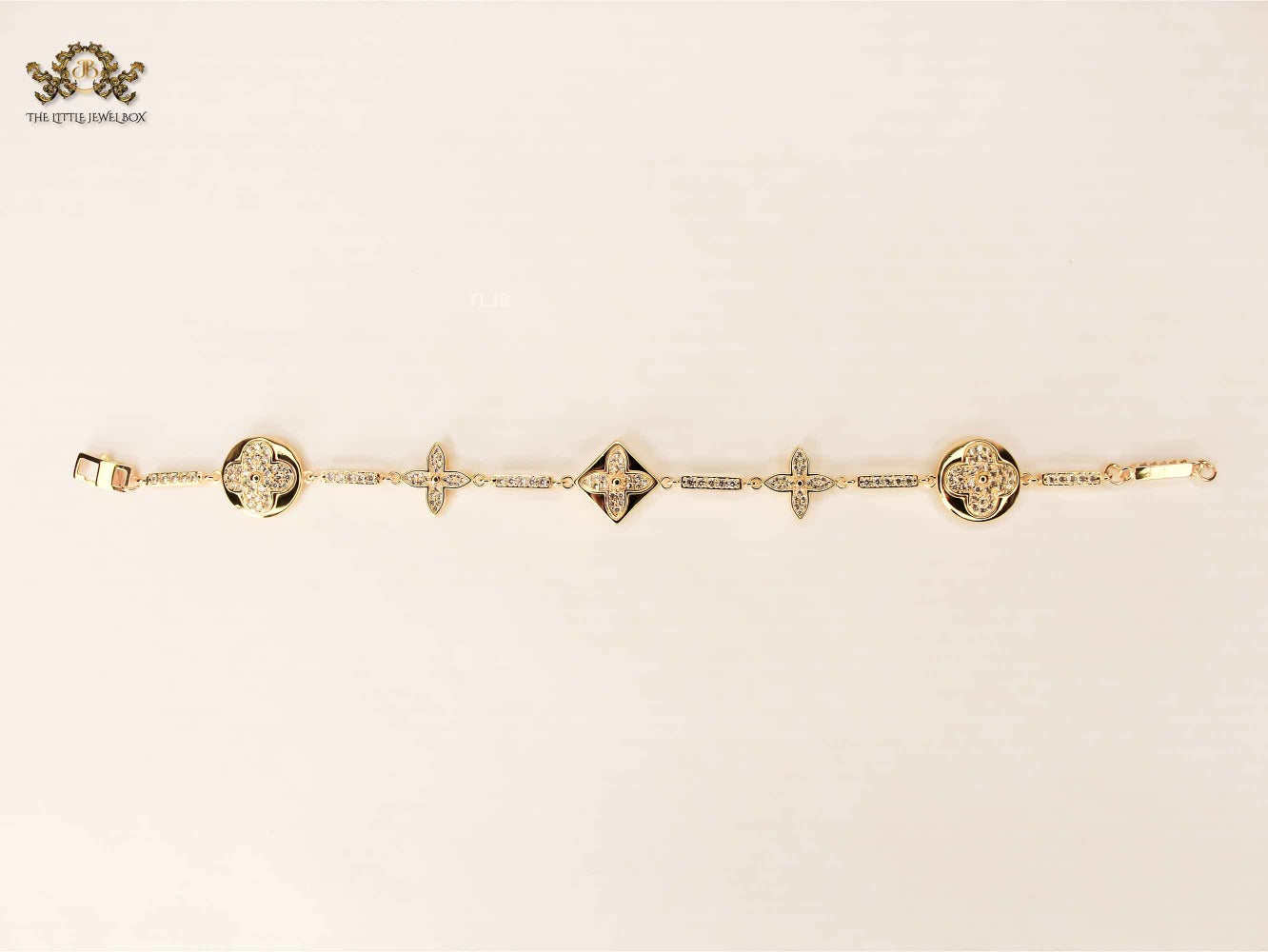 Alphabet L & V gold dazzle bracelet