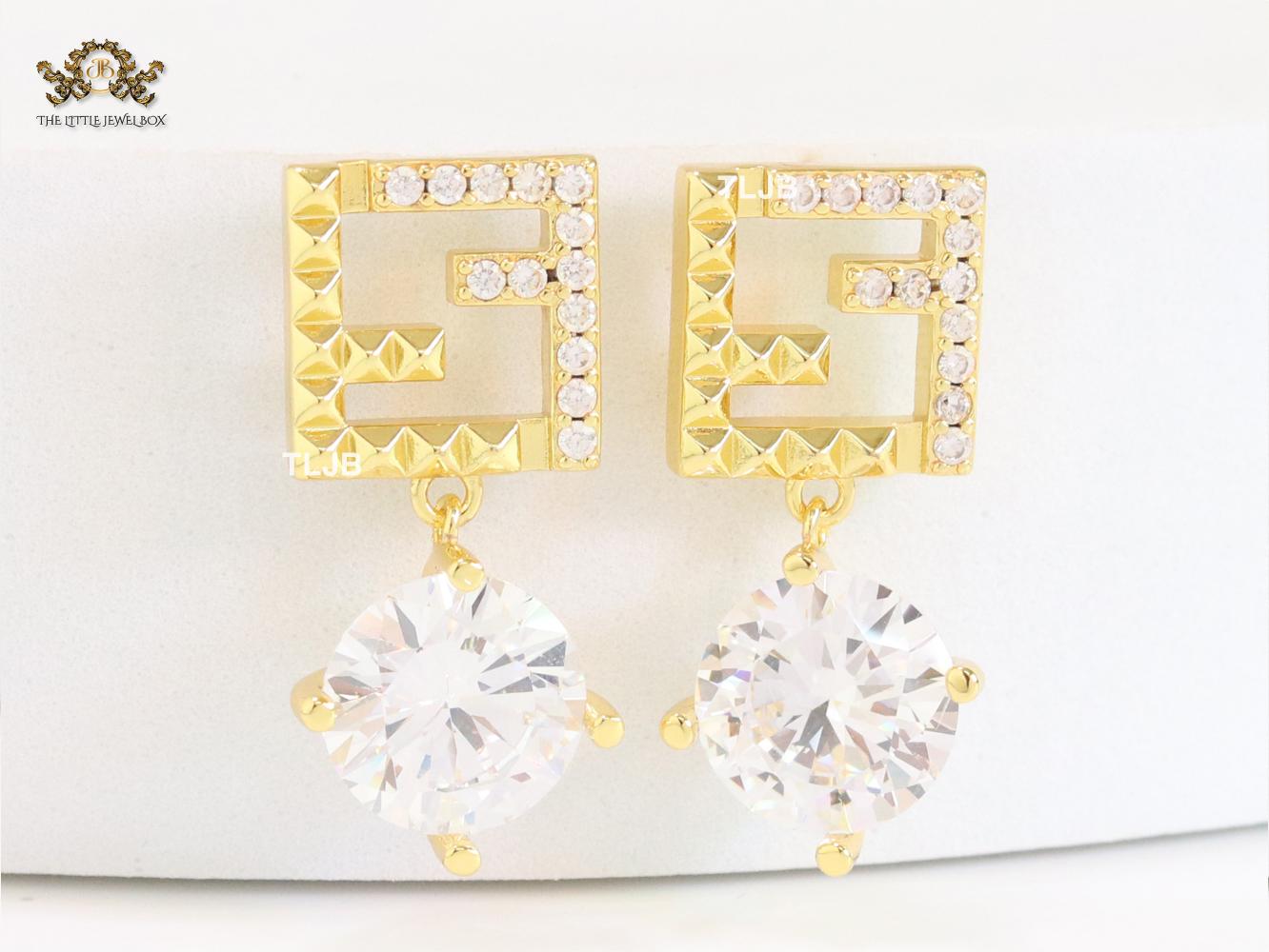 Double F small earrings with cz
