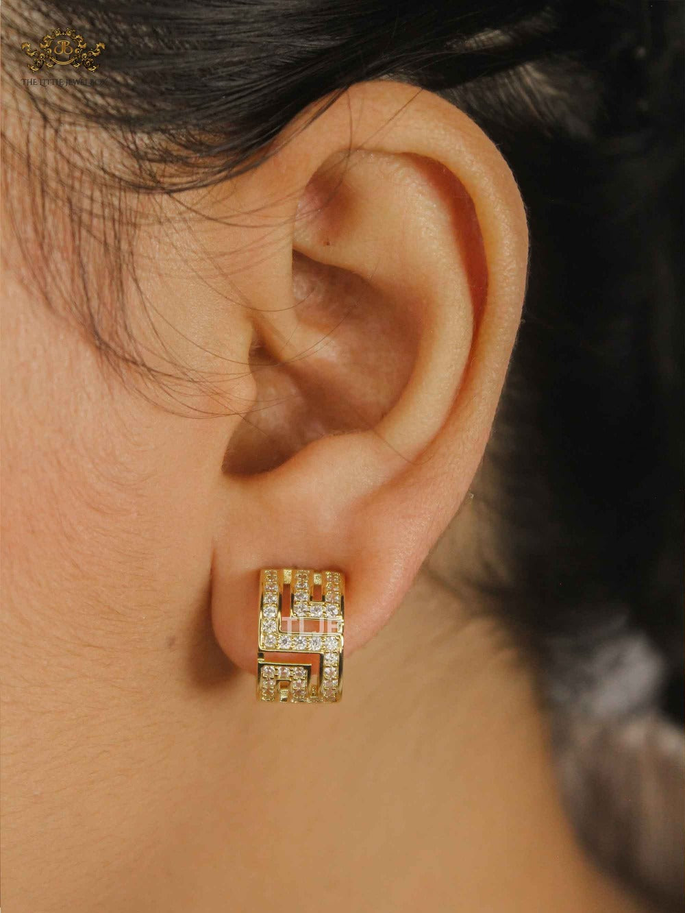 Medusa mesh motif small diamond hoops