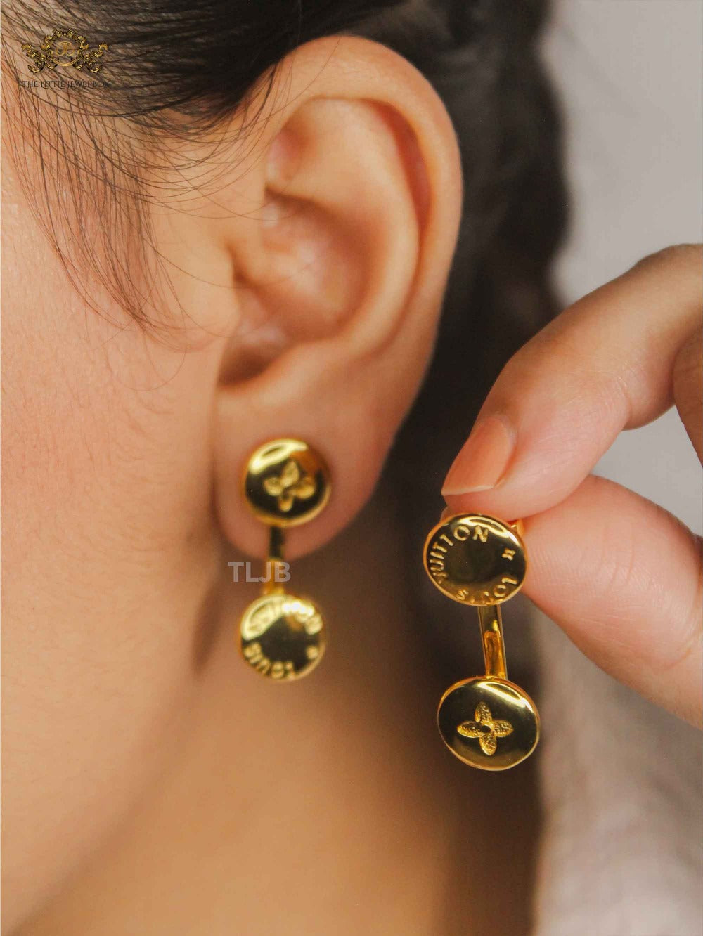 Alphabet L&V Golden Orbit Studs
