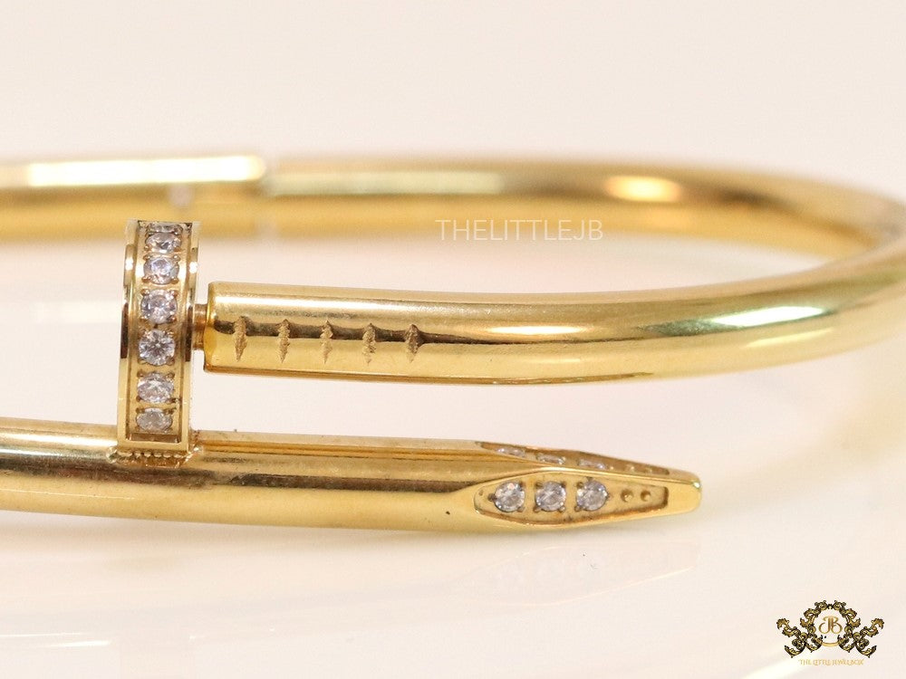 Gold plated nail bracelet with cz