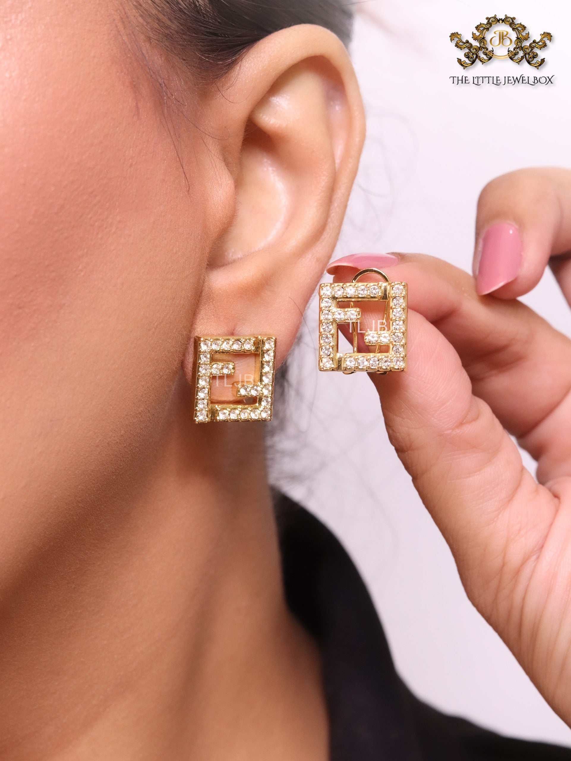 Double F cz earrings