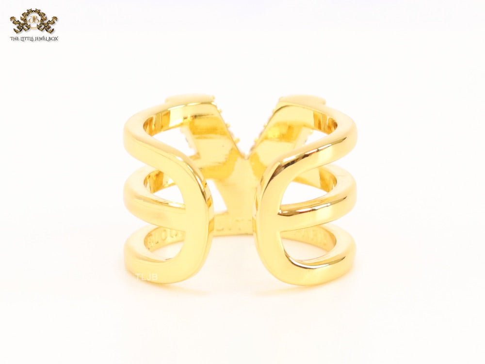 3 layer alphabet V cz band ring