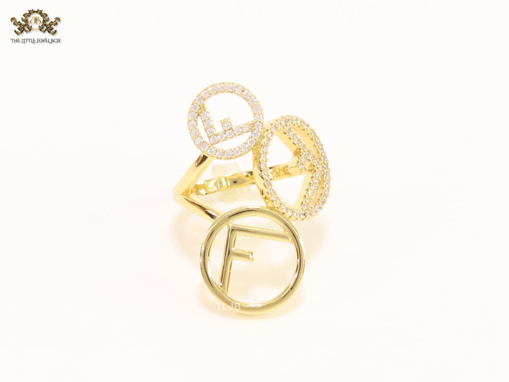 Triple F on a ring with CZ gold plated ring