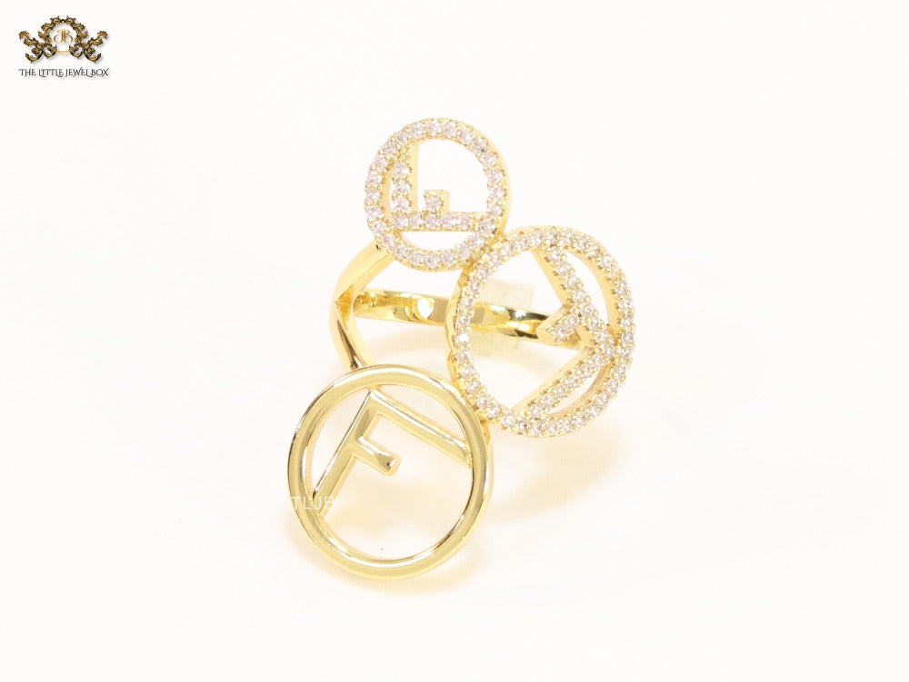 Triple F on a ring with CZ gold plated ring