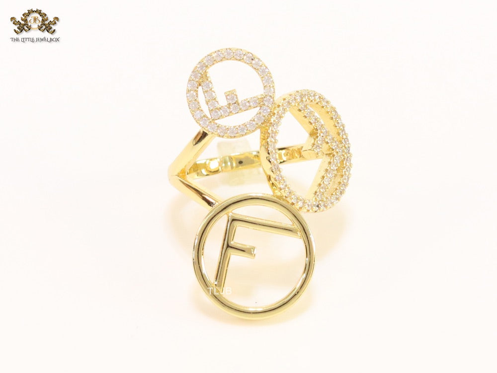 Triple F on a ring with CZ gold plated ring