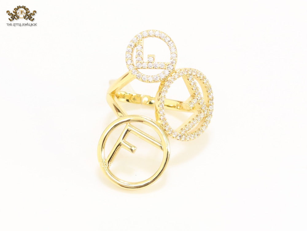 Triple F on a ring with CZ gold plated ring