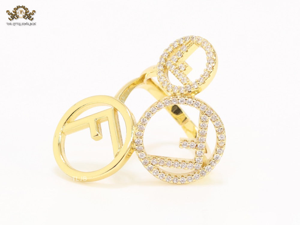 Triple F on a ring with CZ gold plated ring