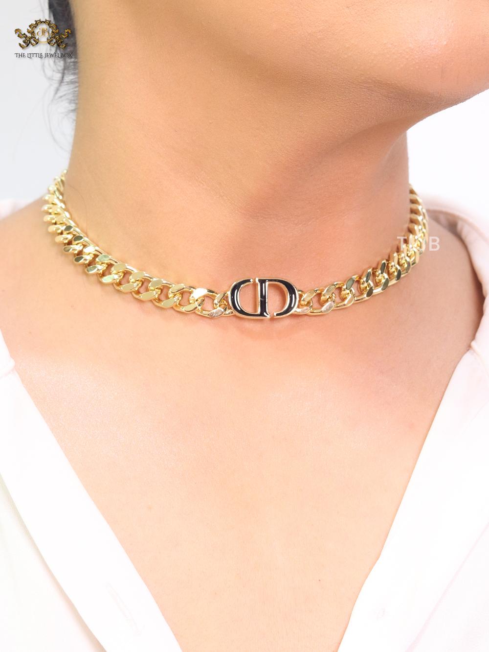 Alphabet CD choker with black enamel