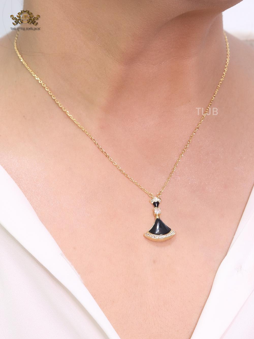 Black Enamel Drop Pendant