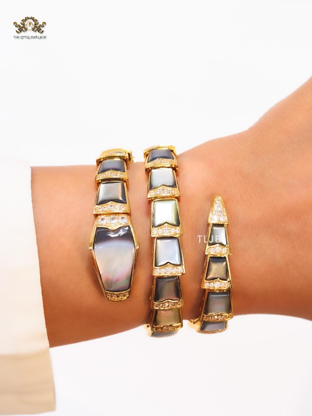 Serpenti black and gold three layer bracelet