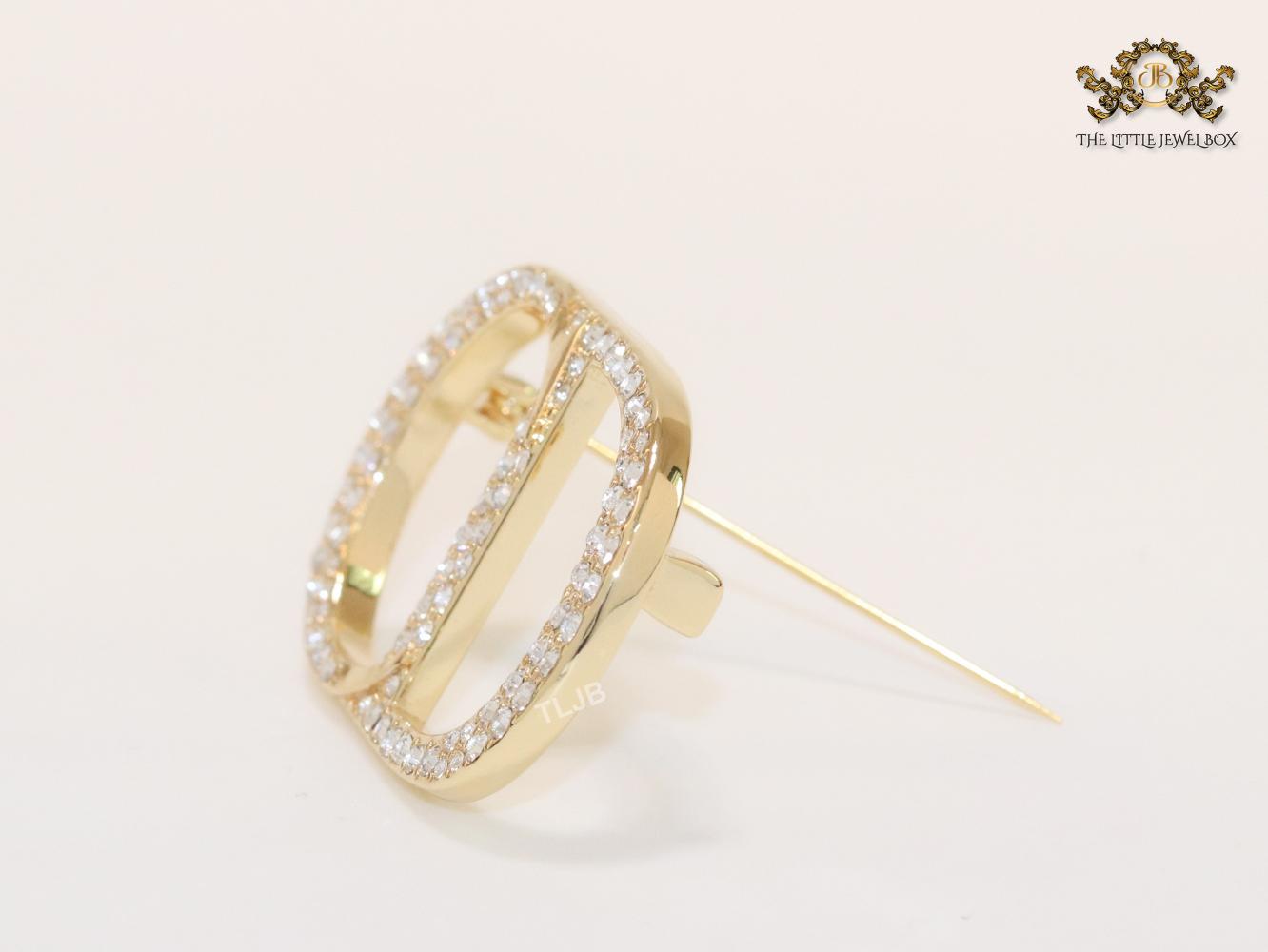 Alphabet CD gold brooch with CZ