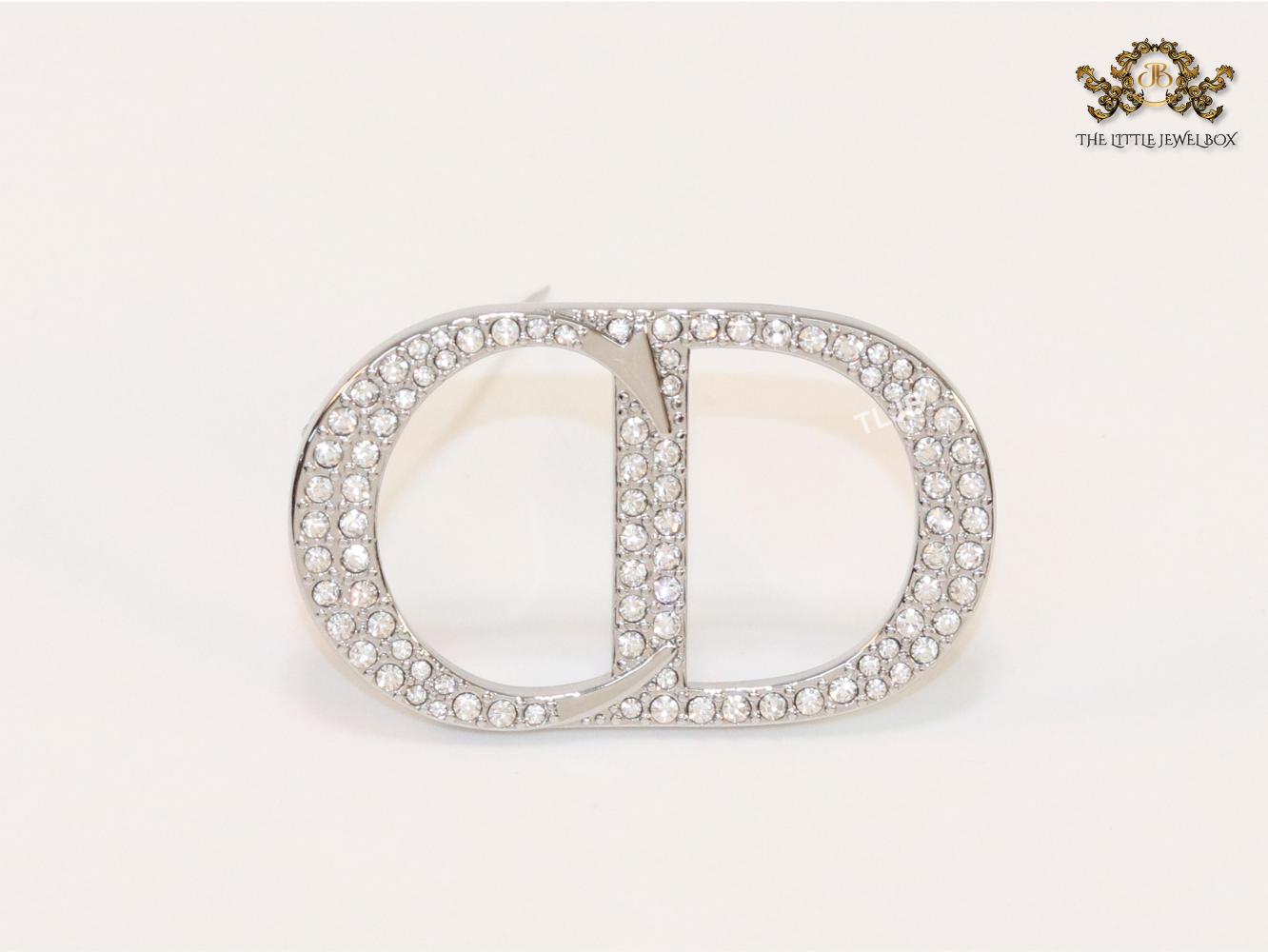 Alphabet CD platinum brooch with CZ