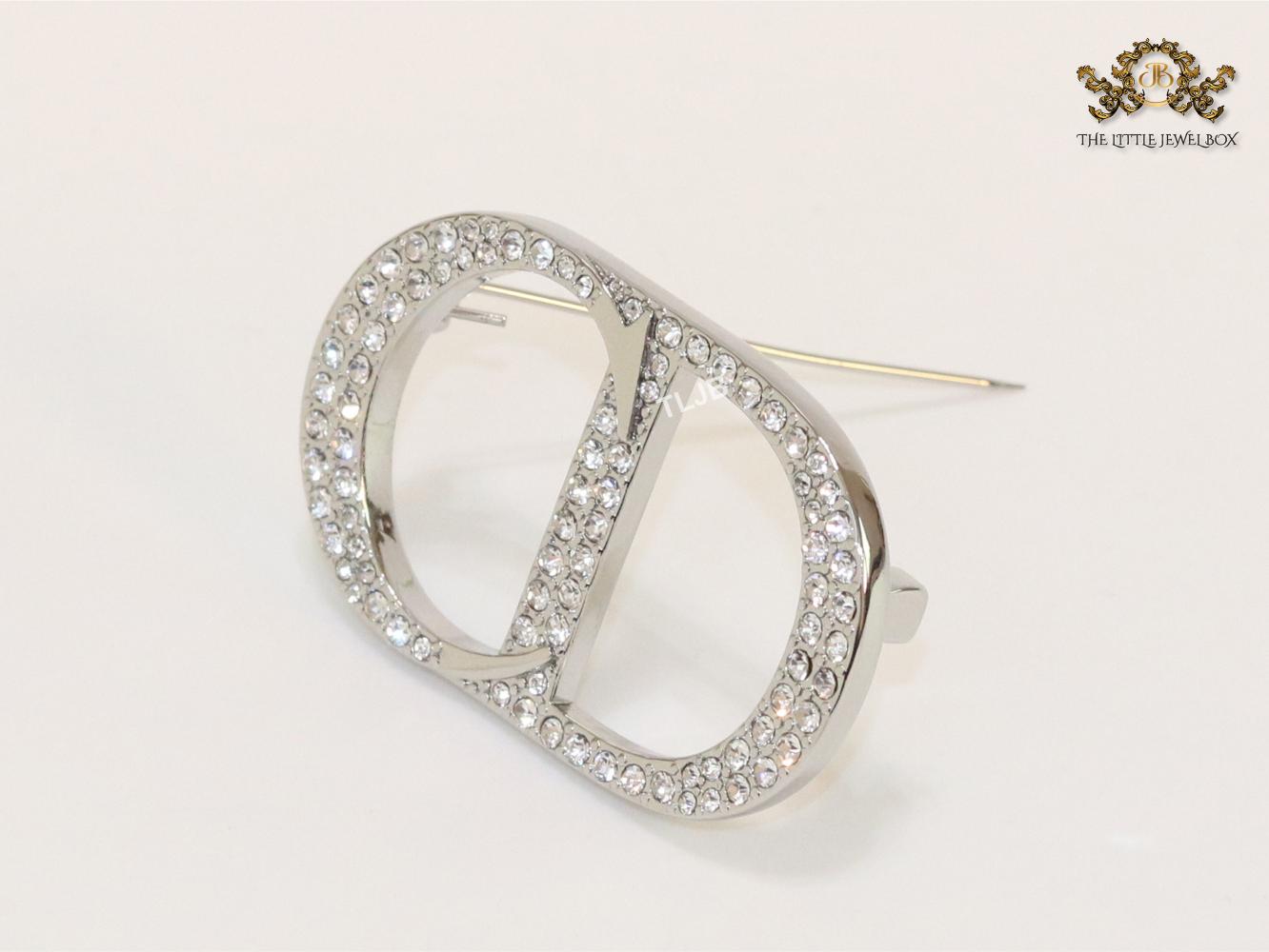 Alphabet CD platinum brooch with CZ