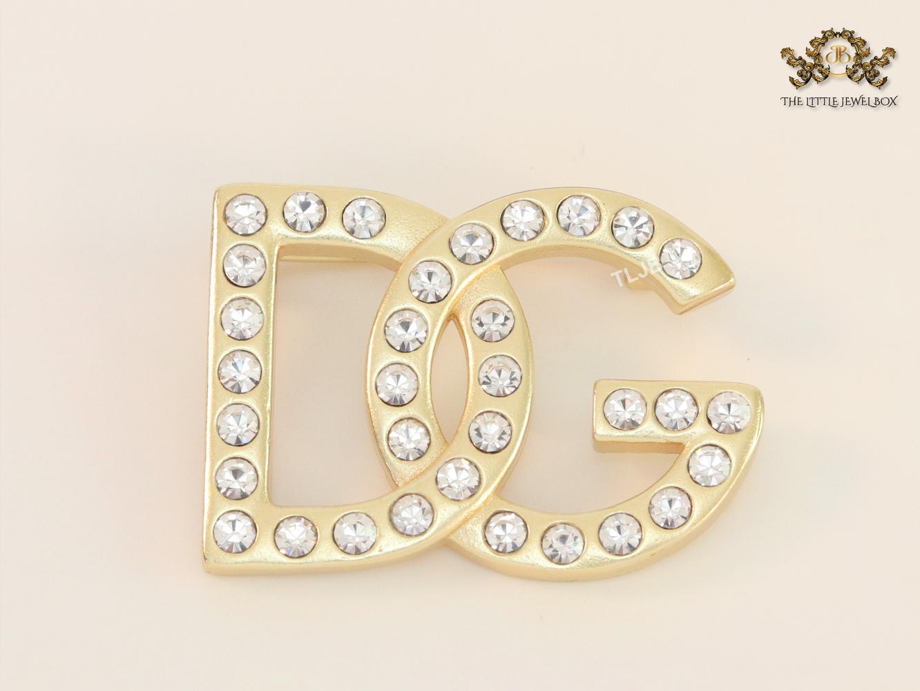 Alphabet DG Matt gold brooch with zircons