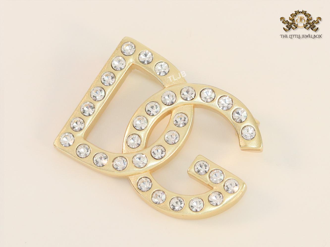 Alphabet DG Matt gold brooch with zircons