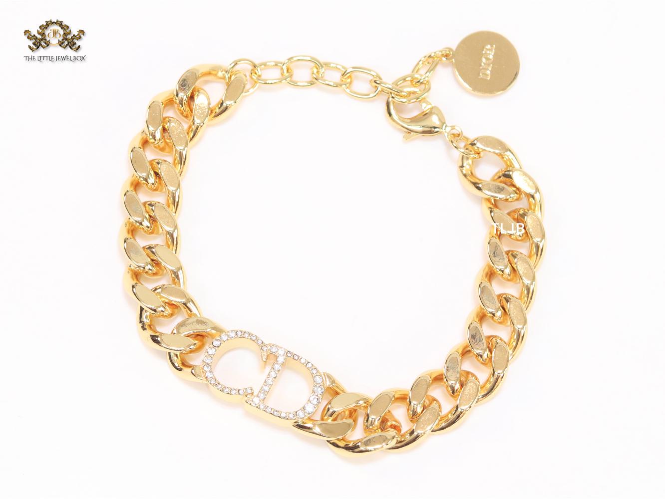 Alphabet CD and cz broad link chain bracelet