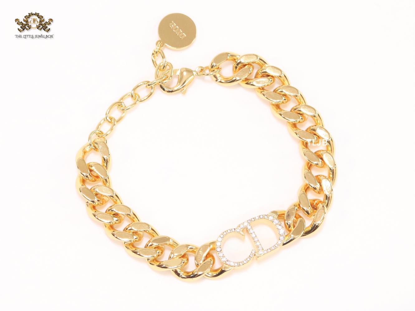 Alphabet CD and cz broad link chain bracelet