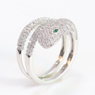 3 layer platinum panther wrap ring