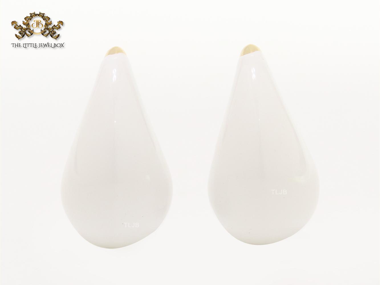 Teardrop white enamel studs