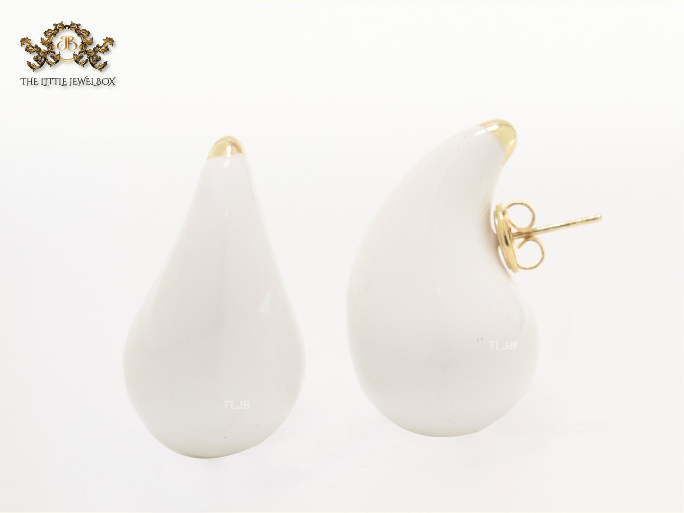 Teardrop white enamel studs