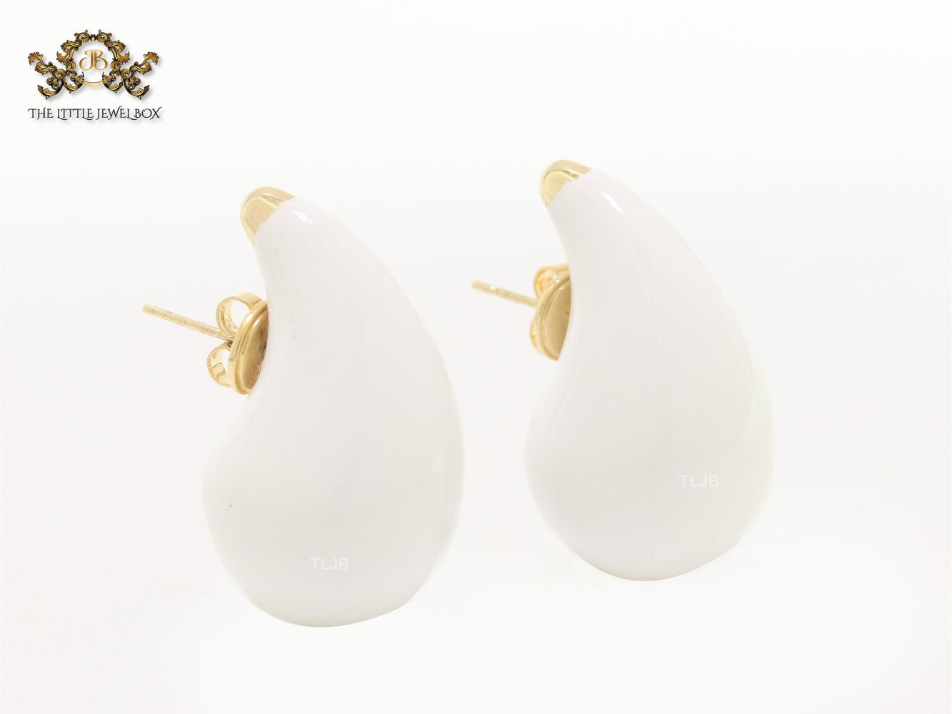 Teardrop white enamel studs